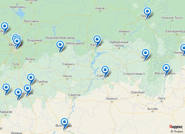Пермь липецк карта